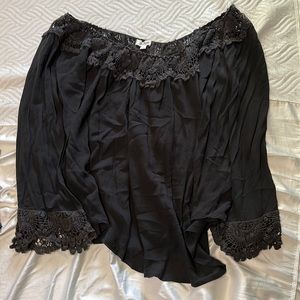 Dark gray off the shoulder blouse with lace